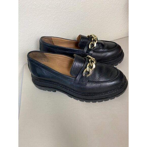 Crevo Francine Black Leather Chunky Loafers Womens 7 Lug Sole Academia Platform - Picture 11 of 16